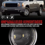 2007-2013 GMC 시에라 1500/2007-2014 2500HD 3500HD용 주간 주행등이 장착된 벙커 인더스트리얼 LED 안개등 OEM 범퍼 구동 DRL 조립... 