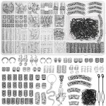247Pc 바이킹 헤어 액세서리 북유럽 룬 튜브 비즈 메탈 커프스 클립 링, 드레드락 땋기, 여성용 주얼리 세트 남성용 수염 장식 팔찌 목걸이... 