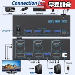 HDMI + 2개 디스플레이포트 KVM 스위치 모니터 컴퓨터 지원 8K@60Hz 트리플 (PC 2대용 USB 3.0 포트 포함) : 다오르미