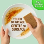 주방 6팩용 브루하티 천연 생분해성 스펀지 - 100 퇴비화 셀룰로오스 및 섬유 접시 스펀지, 적이고 무독성이며 지속 가능한 설거지 및 청소용... 