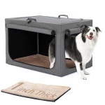 PETSFIT 여행용 개 상자, 부드러운 측면 상자 - 36인치 쉬운 설정, 가볍고 튼튼하며 편안한 내부와 두꺼운 매트, 접이식 집 및 회색 : 하루에프몰