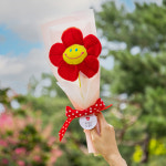 스마일꽃 한송이 꽃다발 빨강 45cm 학교 교회 행사 선물 이벤트 기념일 졸업 학예회 답례품 : 과자다모임