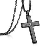 주기도문이 있는 Rnivida 남성용 크로스 목걸이, 스테인리스 스틸 크리스천 펜던트 목걸이 Silver 24 Chain : 모아moa상점