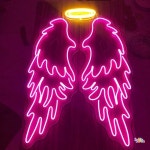 천사 날개 헤일로 LED 네온 아트 벽  사랑스러운 야간 조명  스마스 생일  결혼식에 맞춤 가능 : 미주에파