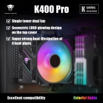 K400 PRO CPU 쿨러 PC 컴퓨터, 1800RPM 듀얼 120mm PWM 케이스 팬, 히트파이프 4개, 알루미늄 히트싱크, AMD AM4/AM5/ : 모아투게더