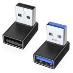 AreMe 90도 USB 3.0 어댑터 2팩, 업 앤 다운 앵글 A 수-암 컨버터 익스텐더, PC, 노트북, 충전기, 보조 배터리 등용(블랙) Right 블랙... 