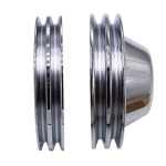 소형 블록 쉐보레 SBC 283-350 V8 SWP 엔진과 호환되는 Tiny Force Chrome Steel 2 그루브 워터 펌프 풀리 : 굿쇼핑몰30