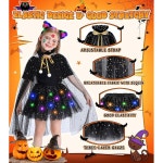 eAj 여자 들을 위한 튜베일 블랙 캣 코스튬과 케이프, 7개 LED 라이트 업 캣 할로윈 코스튬 3세 4세 5세 6세 7세 8명 Black : 룰라모리