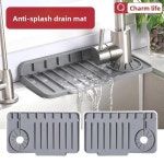 2025 신형 실리콘 수도꼭지 배수구 패드 측면 구멍 싱크대 매트 경사 설거지 물 차단 사각형 : 얼리브릿지01