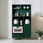 마홀앤 라움 광파형 수납장 전자렌지대+상부장 세트 W1000xD550xH1880, 5단, 딥그린 : 마홀앤
