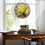 HFhyxin 꽃 선캐처 스테인드글라스 실내 창문용 장식 를 위한 선물 의 날 페인트 유리 패널 8인치/20cm Pink : 주니안스토어1027