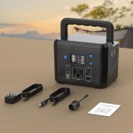 200W 휴대용 발전소, 파워키 120Wh/33,000mAh 전력 뱅크(AC 콘센트 포함), 110V 6 출력 태양광 발전기 외장 배터리 팩, 가정용 및 야외... 