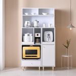 마홀앤 라움 광파형 수납장 전자렌지대+상부장 세트 W1000xD550xH1880, 5단, 화이트 : 마홀앤