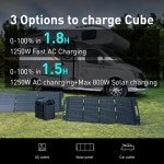 세그웨이 휴대용 발전소 큐브 2000, 2200W AC 콘센트, 2048Wh LiFePO4 배터리, 캠핑용 최대 5kWh 태양광 발전기, 홈 백업, 정전... 