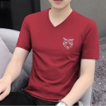 자칠 반팔티셔츠 남성 브이넥 프린팅 반팔탑 : 천앤브릭 유한회사