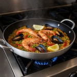 소로 에센셜 - 18인치 원형 알루미늄 논스틱 파에야 팬 - 논스틱 프라이팬 프라이팬 프라이팬, 파에야 및 쌀 레시피 파티 홈 키친 레스토랑 실내... 