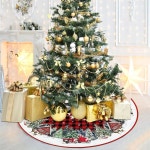 EKOREST 크리스마스 트리 스커트 48인치, 트럭 펜슬 트리 스커트가 달린 레드 격자무늬, 홈 파티 홀리데이 장식용 겨울 크리스마스 트리... 