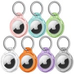 키체인 보호 쉘 트래커 액세서리가있는 Apple Airtag 홀더 호환용 커버 하드 PC AntiDrop 에어 태그 케이스 : 행복아이템