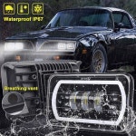 화이트 옐로우 헤일로 링 하이 로우 씰드 빔 H4651 H6545 H4668 H4656 LED 헤드라이트 교체용 켄워스 세미 트럭 피터빌트 379 장착... 