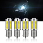 QODOLSI 4 PCS LED 전구 6500K 브레이크 33SMD 5730 칩 12V 자동차 신호 후진등 RV 캠퍼 SUV MPV 테일 라이트 사이드 마커(흰색 #1157)용... 