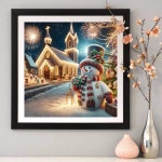 액세서리가 포함된 MjhRcll 스노우맨 다이아몬드 페인팅 키트, 크리스마스 아트 선물용 새해 복 많이 받으세요 불꽃 점, 홈 월 장식... 