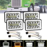 아무니선 4PCS 4X6인치 밀폐 빔 헤드라이트 DRL 턴 시그널 라이트 켄워스 T600 T800 / 피터빌트 357 378 379와 호환 H4651 H4652 H4642... 