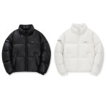 여성숏패딩 덕다운 흰색 블랙 패턴 패딩 점퍼 : 트렌드잡화점