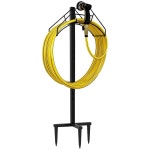 프리스탠딩 가든 호스 홀더 행거, 야드 잔디용 헤비 듀티 금속 워터 릴 보관 스탠드 랙, 브라이트 블랙(호스 미포함) Standard 1 : kokonene21