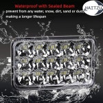 하이츠 4x6 헤드라이트 LED 4PCS 및 H4 소켓 헤드램프는 다음 모델과 호환됩니다 피터빌트 직사각형 H4651 H4652 H4656 켄워스 프레이트잉거... 