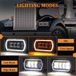 화이트 옐로우 헤일로 링 하이 로우 씰드 빔 H4651 H6545 H4668 H4656 LED 헤드라이트 교체용 켄워스 세미 트럭 피터빌트 379 장착... 