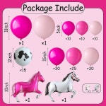 디스코 카우걸 생일 파티 장식, 136개의 핫 핑크 풍선 아치 갈랜드 키트와 카우 프린트 경마 포함, 마지막 로데오 바첼로렛 농장 신부... 