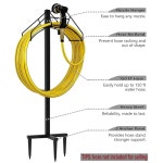프리스탠딩 가든 호스 홀더 행거, 야드 잔디용 헤비 듀티 금속 워터 릴 보관 스탠드 랙, 브라이트 블랙(호스 미포함) Standard 1 : kokonene21