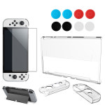 10in1 NS OLED 액세서리 키트 하드 PC 커버 케이스 조이패드 하우징 쉘 화면 보호기 Switch OLED용 아날로그 캡 포함 : 히어앤나우2
