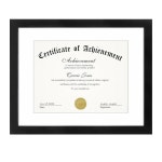 매트가 있는 11x14 인증서 프레임(8.5x11), 벽걸이용 백행거, 인증서, 문서, 상, 수상, 와이드 몰딩(블랙, 1팩) 디스플레이 : 리안917