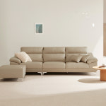 동서가구 뉴테라 천연면피가죽 소파 스툴포함, 베이지, 4인용 : 주식회사 동서가구