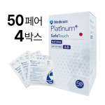 메디컴 서지컬 라텍스장갑 세이프터치 플래티넘 플러스 멸균장갑 50페어 4박스 : 남자선물천국