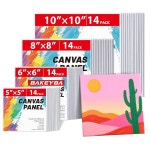 베이크야 작은 캔버스 보드 5x5, 6x6, 8x8, 10x10인치 평면 사각형 패널 56개, 100 면 화이트 아크릴 수채화 물감 4 x4  20 : 나혼자만 레벨업