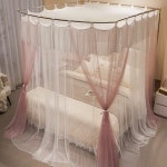 공주 침대 캐노피 레이스 커튼 북유럽 침실 꾸미기 커텐 모기장 신축형 레일 : 탐라월드