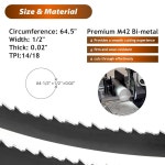 Wen 3970 그리즐리 G0622 G9742 제트 하버 화물 밴드 톱용 64 12인치 금속 절단 톱 블레이드 1418 TPI 5팩 64.5 x 12 0.02  24TPI : 한오담