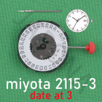 호환 2115 무브먼트 Miyota 2115-3 쿼츠 무브먼트 일본 날짜 표시 기능이 있는 표준 2115 miyota : 히어앤나우1