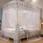 공주 침대 캐노피 레이스 커튼 북유럽 침실 꾸미기 커텐 모기장 신축형 레일 : 탐라월드