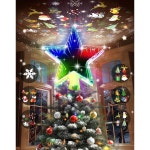 12가지 조명 효과와 6가지 투사 모드가 있는 크리스마스 트리 토퍼 회전 가 내장된 스타 104가지 컬러 LED 3D 다이내믹 효과 장식 Sliver... 