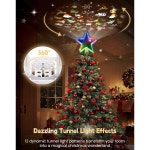 12가지 조명 효과와 6가지 투사 모드가 있는 크리스마스 트리 토퍼 회전 가 내장된 스타 104가지 컬러 LED 3D 다이내믹 효과 장식 Sliver... 