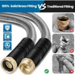 정원 호스 50피트, 10개의 기능 노즐이 있는 워터 호스, 누수 방지 커넥터가 있는 정원 호스 금속, 주름 방지 및 초유연성, 잔디, 마당, RV, 세차장... 