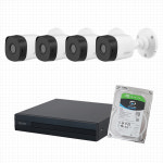 210만화소 고화질 CCTV 실외용 카메라 4개 4채널 녹화기 세트 가정용 방범용 매장용 : 대명정보통신