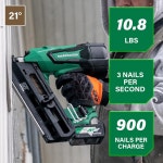 스트립 프레이밍 네일러 키트, 파워 툴 2.5Ah 리튬 이온 배터리가 장착된 21도 네일러, 2인치에서 3-1/2인치 네일 드라이브, NR : GrandAgency