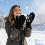 OVOY 겨울 니트 여성용 부드럽고 따뜻한 신축성 추운 날씨 두꺼운 안감 장갑 : 수성동