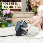 정원 호스 릴 카트, 호스 홀더 최대 50-60피트 5/8인치 호스, 벽걸이 워터 호스 릴, 외부 세차, 물주기용 휴대용 호스 Gray-plastic... 