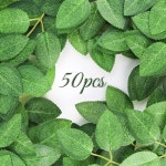 윤탑 50개 인조 녹색 잎 장미 잎 인공 대량 가짜 DIY 결혼식 생일 파티 신부 샤워 : 씨유리테일