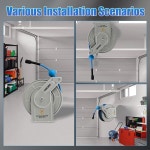 호스가 있는 FIXFANS 압력 세척 호스 릴, 1/4 60피트 접이식 파워 세척 호스 릴, 헤비 듀티 호스 릴 자동 되감기, 벽걸이, 3600 PSI... 